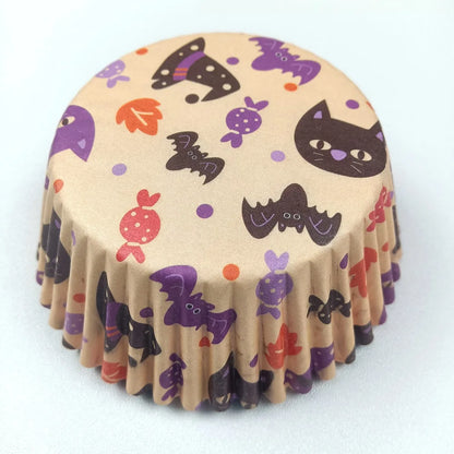 100-Pack Christmas & Halloween Cupcake Liners – Festive Paper Baking Cups