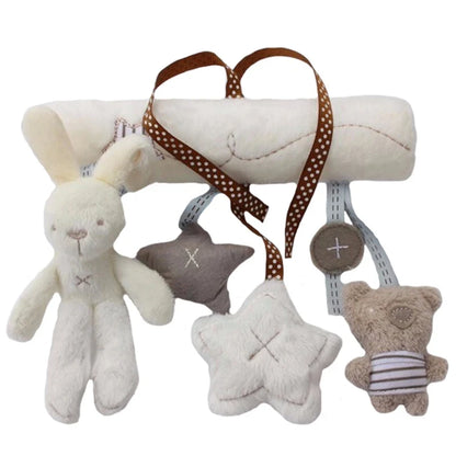 Plush Bunny Baby Stroller Rattle Toy – Hanging Pram, Car Seat & Cot Activity Toy