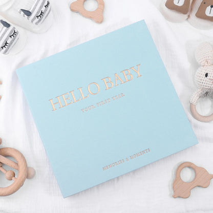 Linen Baby Memory Book – Baby Milestone Journal & Keepsake Album