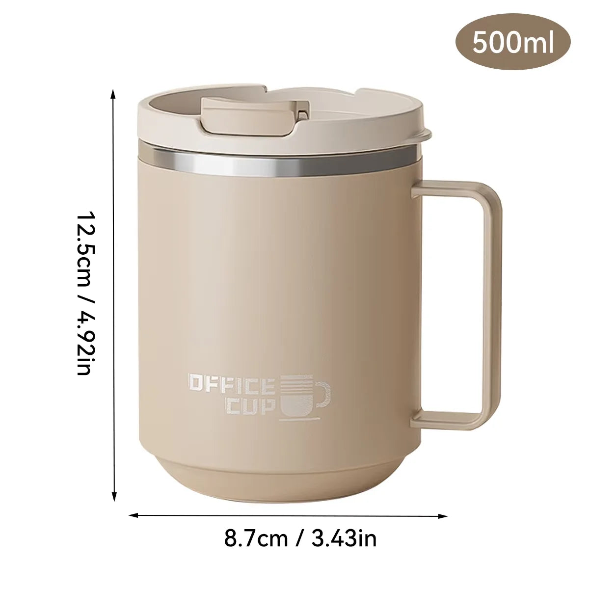 Double Wall Stainless Steel Coffee Mug – Leak-Proof Travel Cup with Handle