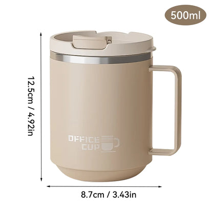Double Wall Stainless Steel Coffee Mug – Leak-Proof Travel Cup with Handle