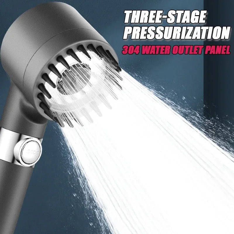 3-Mode High Pressure Shower Head with Built-In Filter & Massage