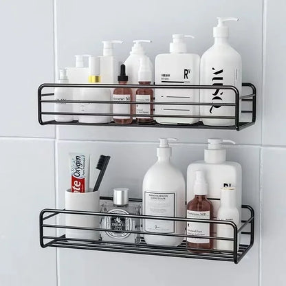 Wall Mounted Bathroom Shelf – Metal Storage Rack with Drain Design