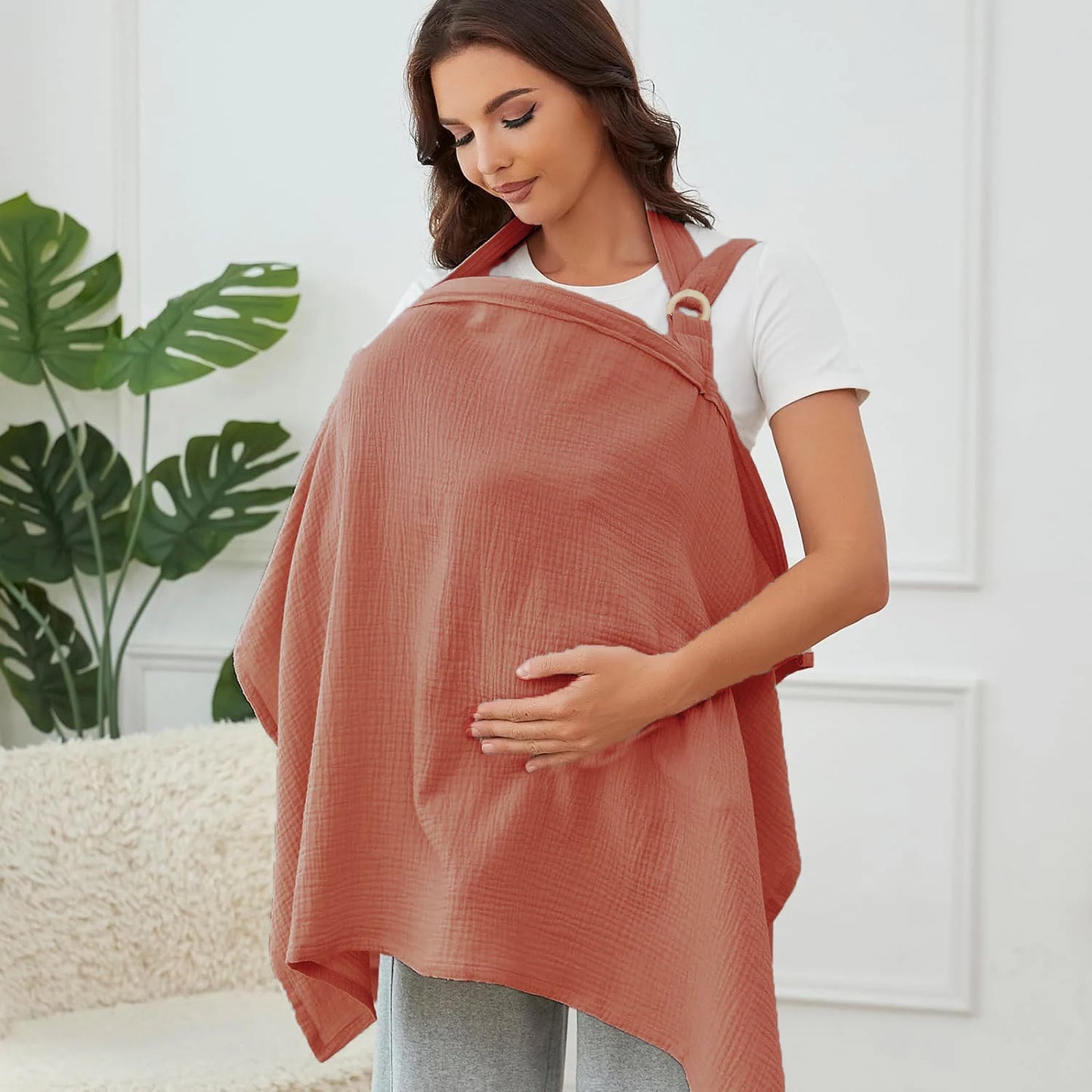 Breathable Muslin Nursing Cover – Arch Neckline Breastfeeding & Baby Cover