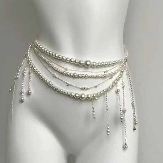 Y2K Layered Pearl Waist Chain