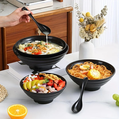 Japanese-Style Ramen & Noodle Bowl – Thickened Plastic Anti-Slip Serving Bowl (19–25cm)
