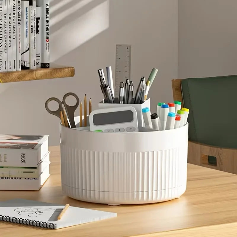 360° Rotating Desktop Organiser – 5-Compartment Storage Caddy