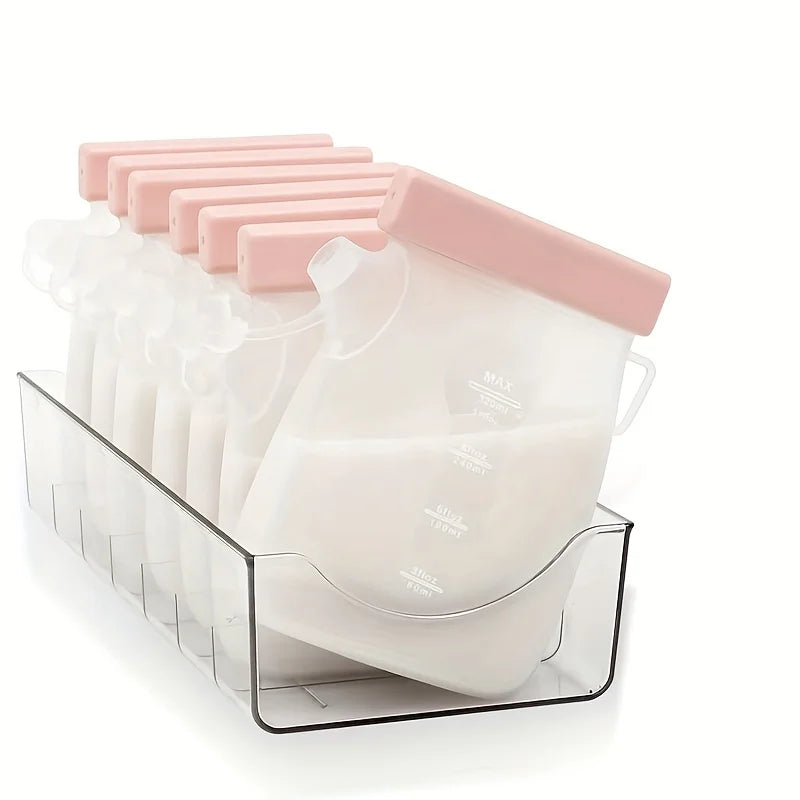 Reusable Silicone Breast Milk Storage Bag – 320ml Self-Standing Freezer Bag