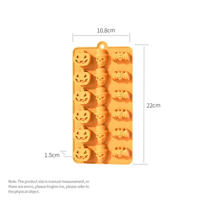 Halloween Silicone Baking Mould – Pumpkin, Ghost, Bat, Skeleton & Witch Hat Shapes
