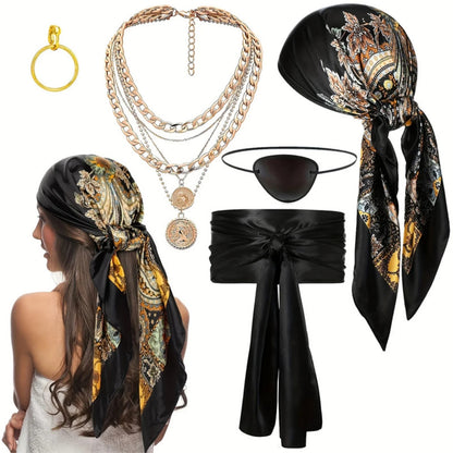 6-Piece Pirate Costume Accessory Set – Halloween Cosplay Kit