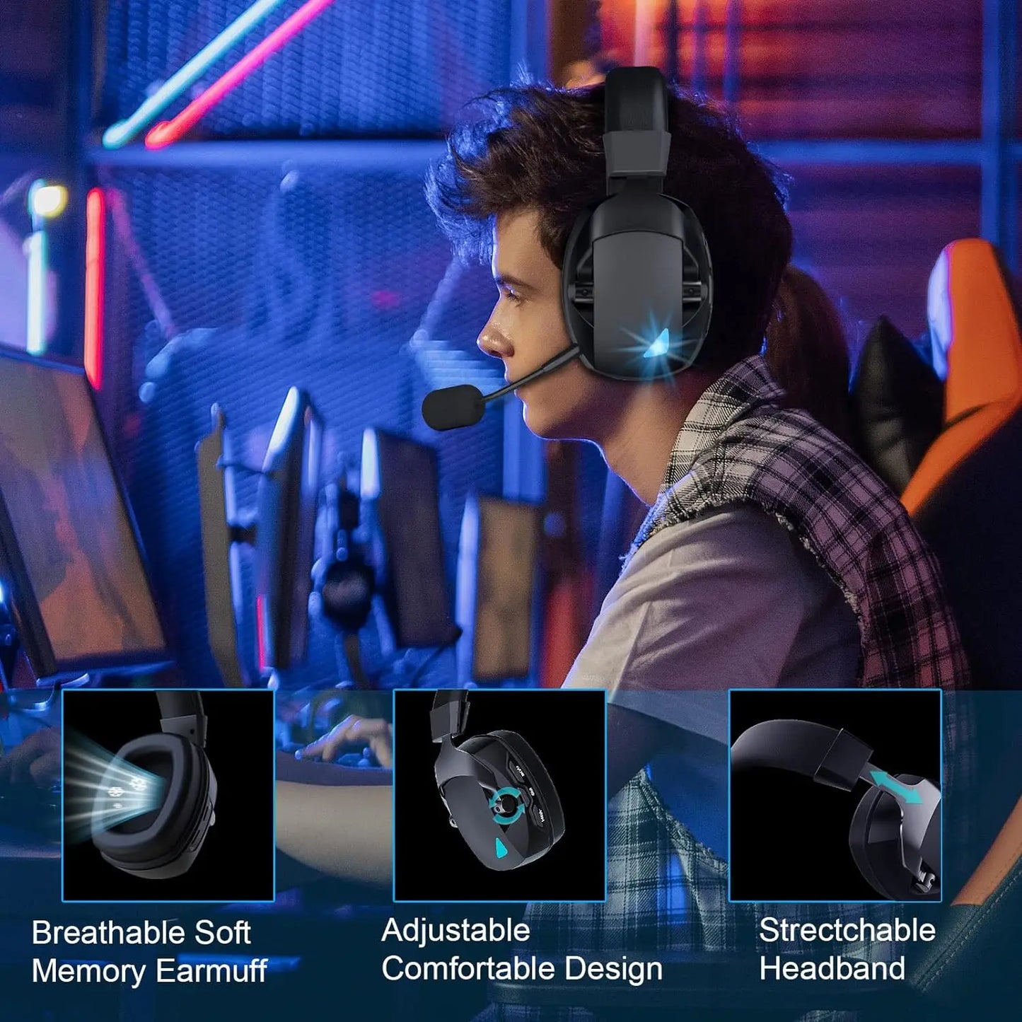 Wireless Gaming Headset for PS5, PC & Switch with Mic