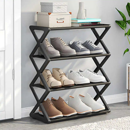 4-Tier X-Shaped Shoe Rack – Space-Saving Storage Organiser