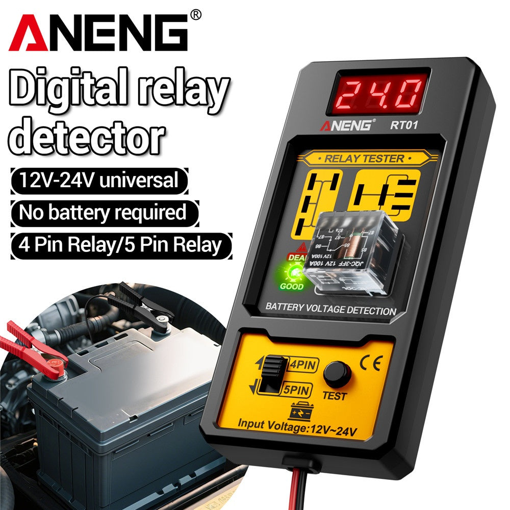 Automotive Car Relay Tester Digital Display Voltage Battery 4 5pin Relay 12/24V
