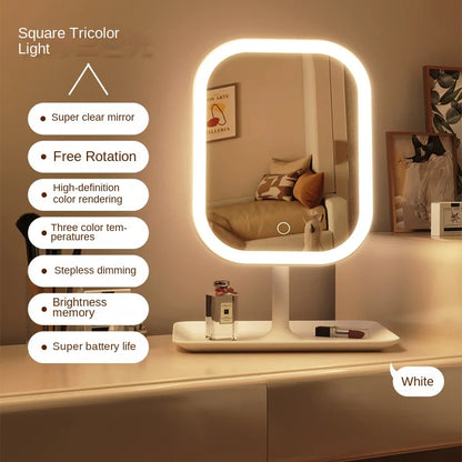LED Makeup Vanity Mirror – 3 Colour Touch-Control Desktop Dressing Mirror