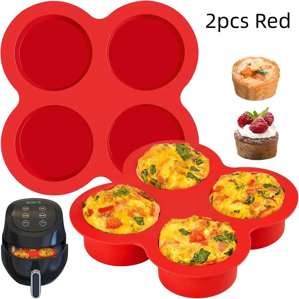 4-Cup Silicone Air Fryer Egg Bite Mould – Non-Stick Muffin & Mini Baking Pan