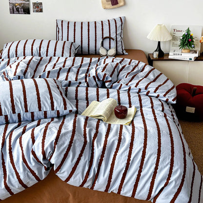 Striped Cotton Duvet Cover Set – 3-Piece Soft Washed Bedding Set with Pillowcases