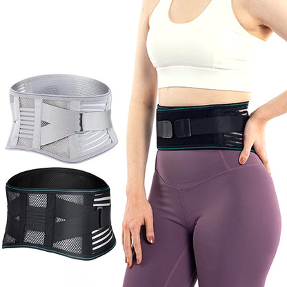 Adjustable Lumbar Support Belt – Breathable Lower Back Brace with 4 Steel Stays