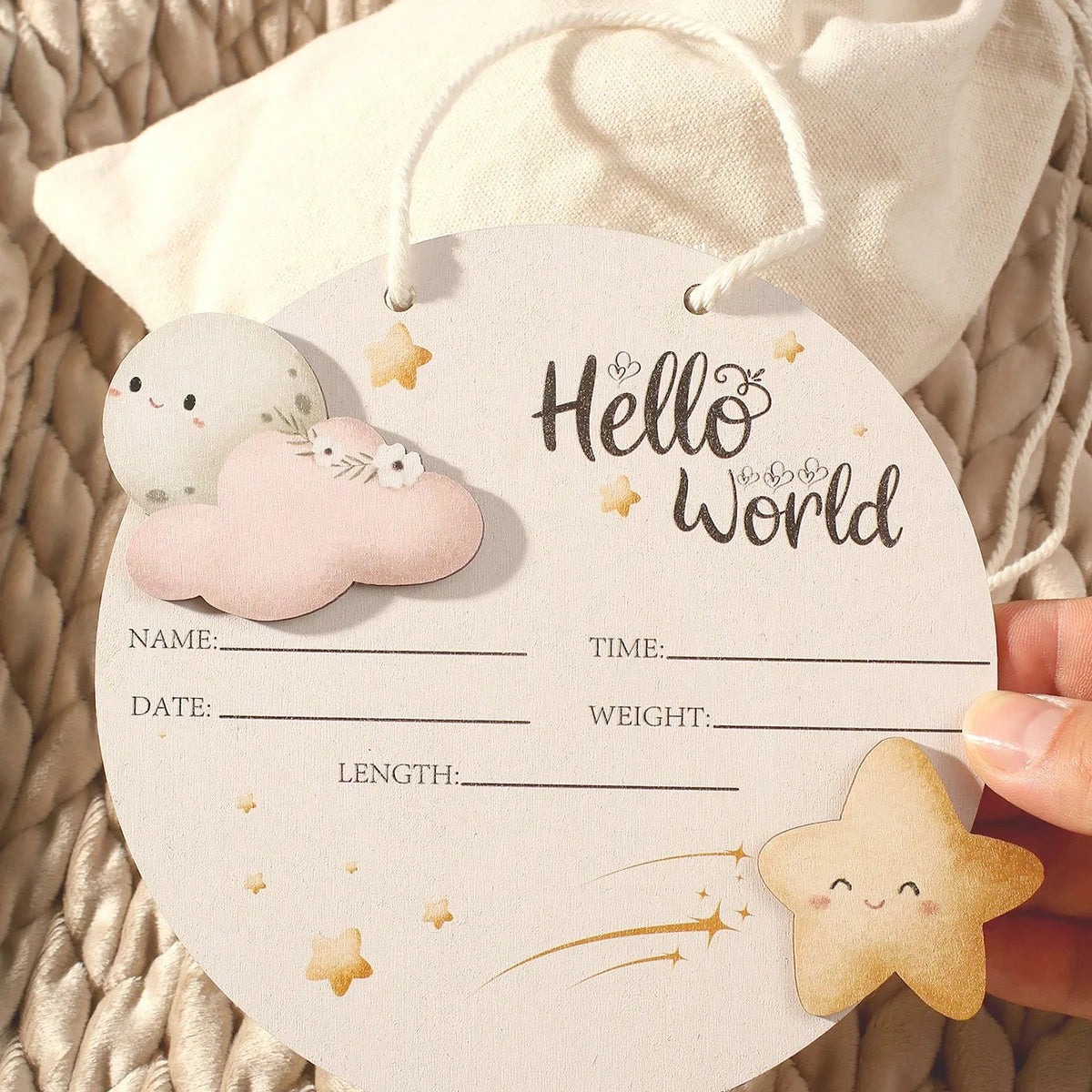 Hello World Starlit Sky Newborn Announcement Sign