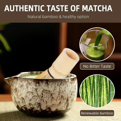 6-Piece Japanese Matcha Tea Set – Ceramic Bowl, Bamboo Whisk & Traditional Tea Ceremony Kit