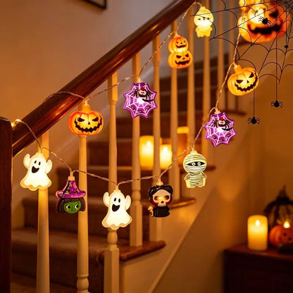 Halloween LED String Lights – Ghost, Pumpkin, Mummy, Skeleton & Spider Fairy Lights