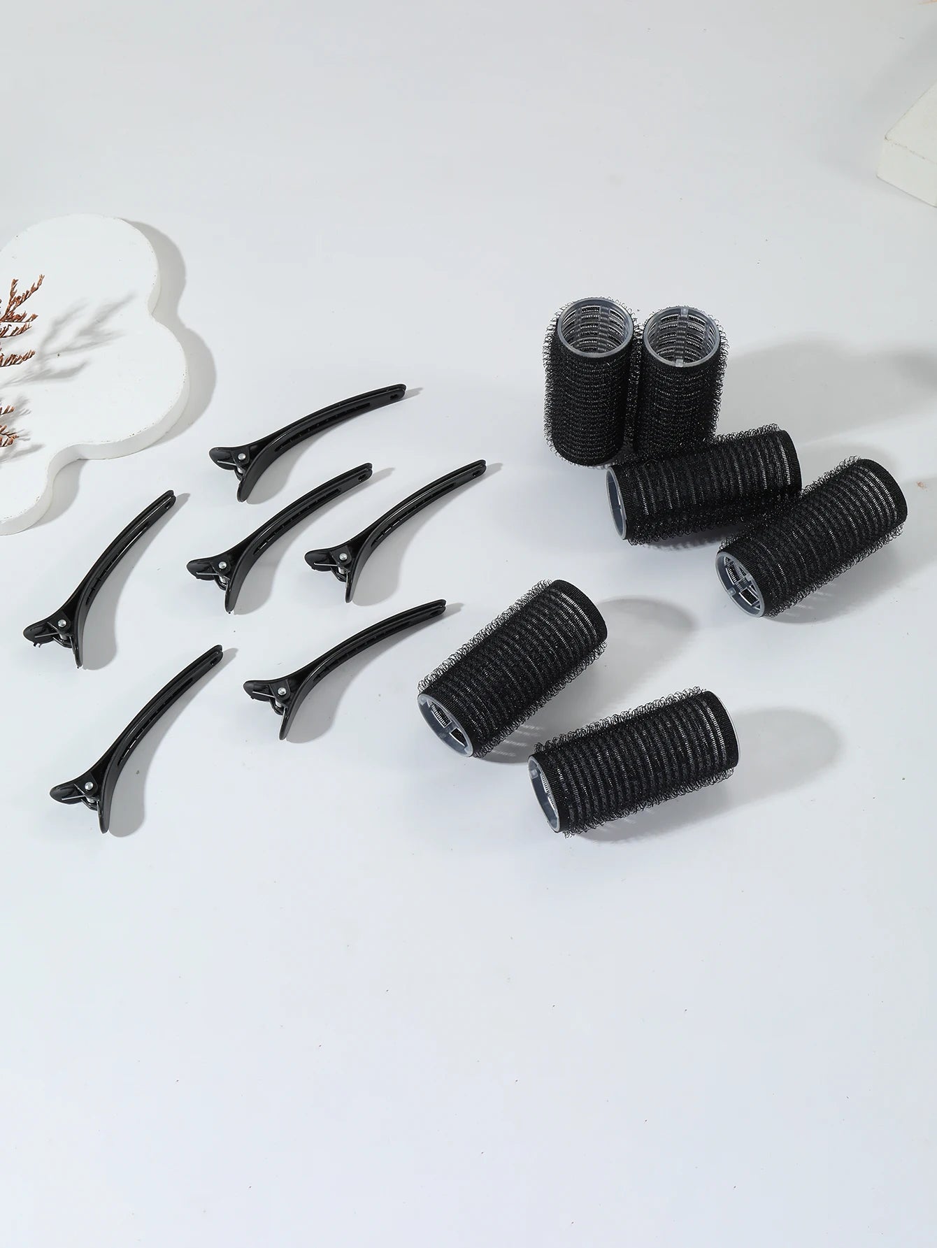 12-Piece Heatless Hair Curler Set – Self-Grip Rollers & Fringe Styling Clips