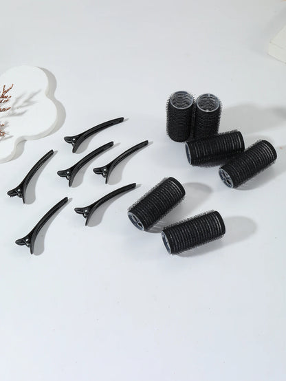 12-Piece Heatless Hair Curler Set – Self-Grip Rollers & Fringe Styling Clips