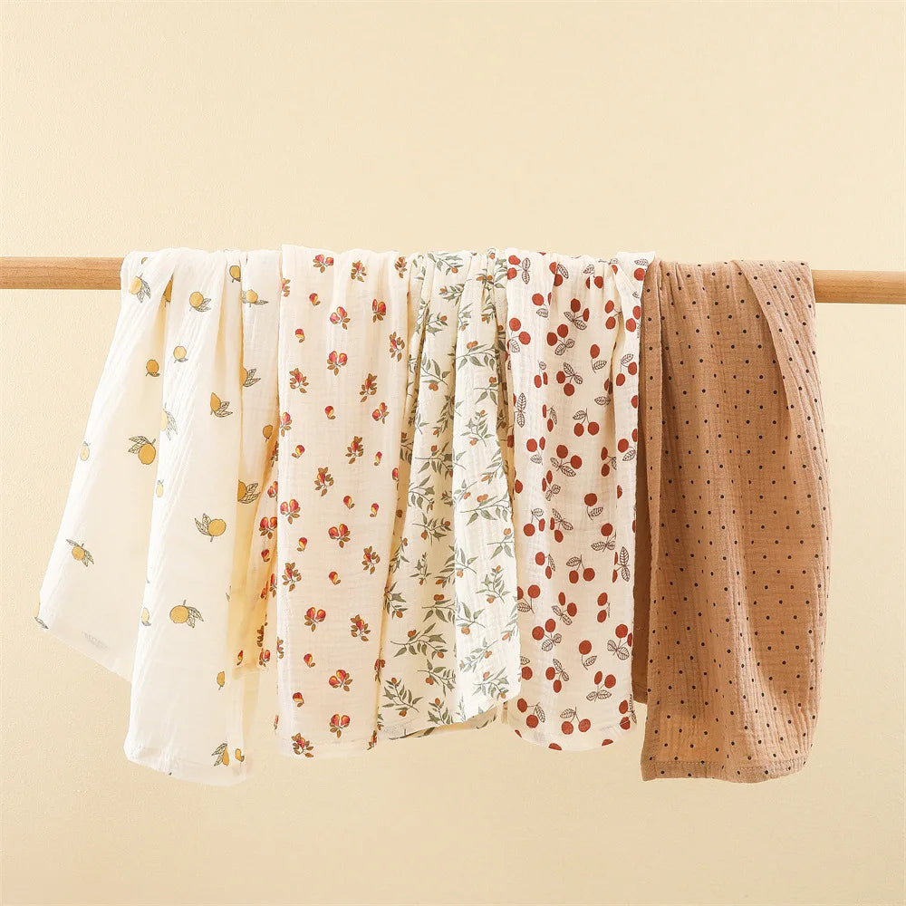 Floral Cotton Muslin Swaddle Blanket – Baby Wrap, Pram Cover & Receiving Blanket