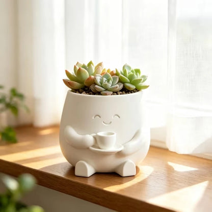 Smiling Mini Plant Pot – Cute Indoor Cactus & Succulent Planter