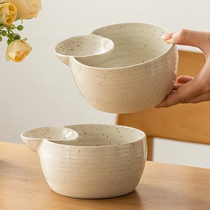 Japanese-Style Ceramic Compartment Bowl – Snack, Fruit & Dip Serving Dish