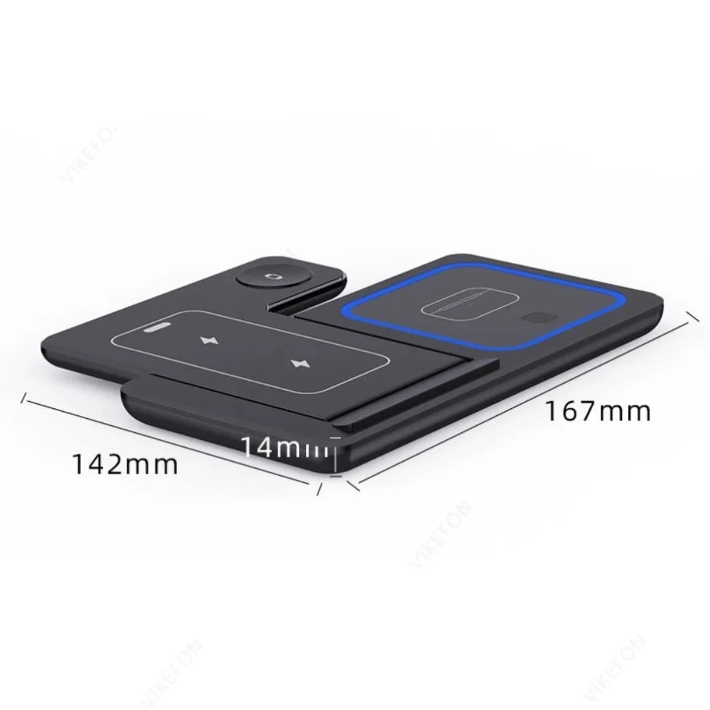 Foldable 3-in-1 Wireless Charger Stand for iPhone, Apple Watch & AirPods