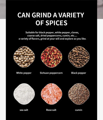 USB Rechargeable Electric Salt & Pepper Grinder – Adjustable Ceramic Spice Mill