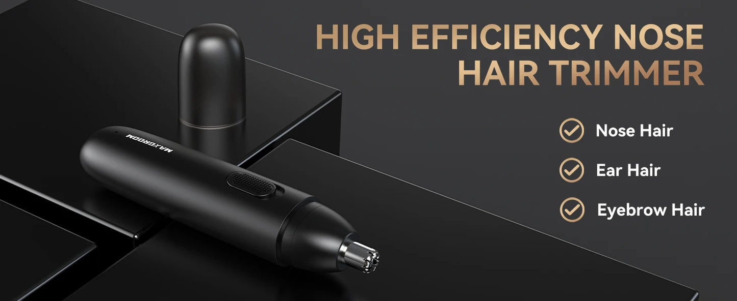 Rechargeable Nose Hair Trimmer with 360° Dual-Blade System