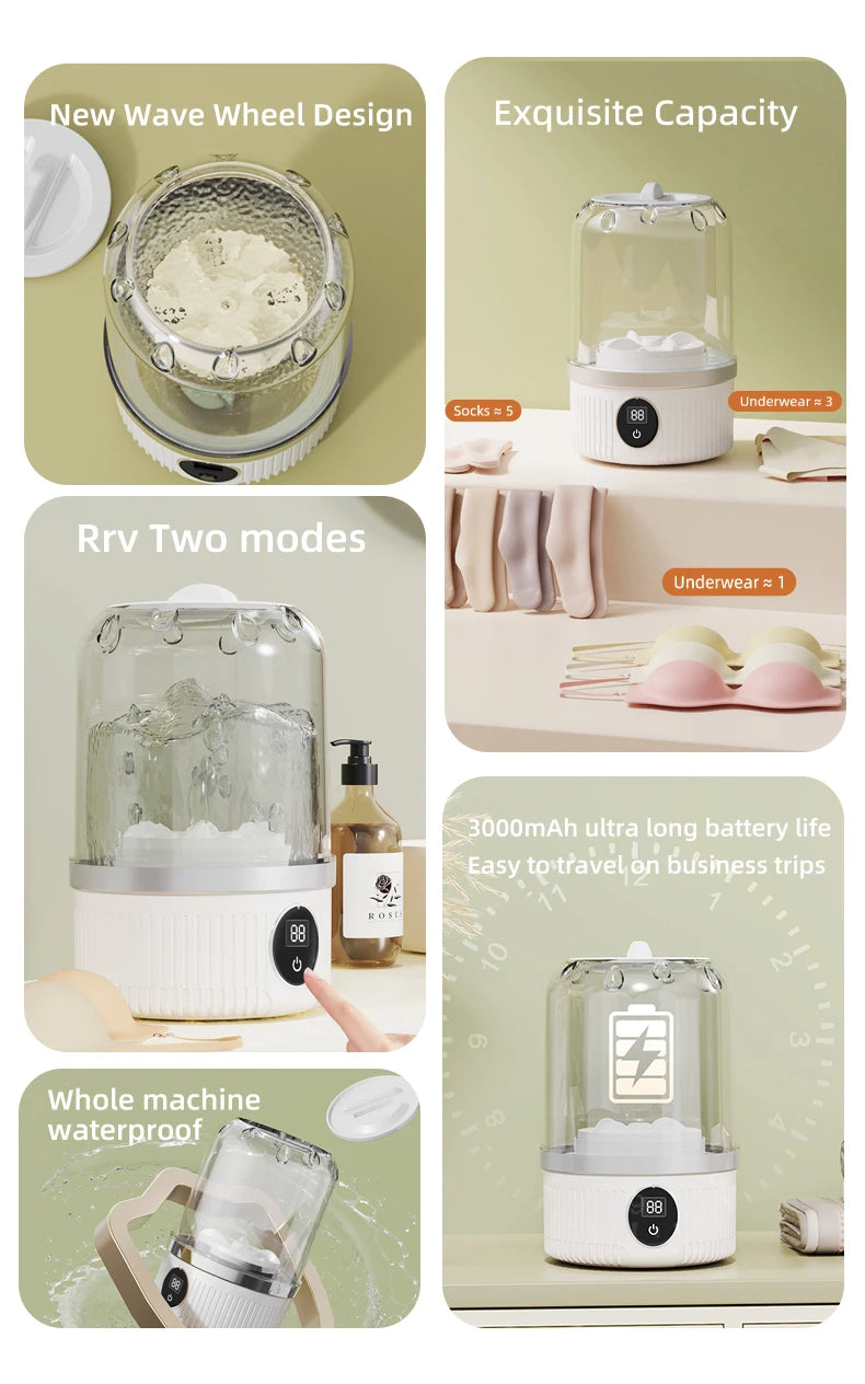 Compact Wireless Mini Washing Machine for Small Loads