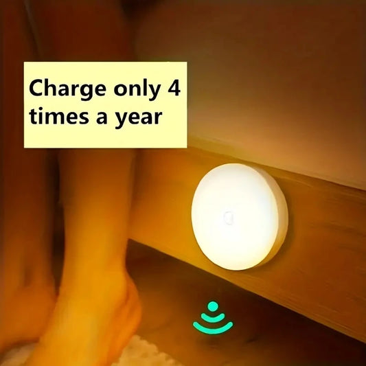 Motion Sensor LED Night Light – Wireless Rechargeable Lamp