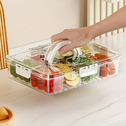 8-Compartment Divided Serving Tray with Lid – Snack & Fruit Storage Container
