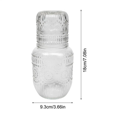 Snowflake Glass Bedside Carafe & Tumbler Set – Elegant Water Pitcher with Drinking Glass
