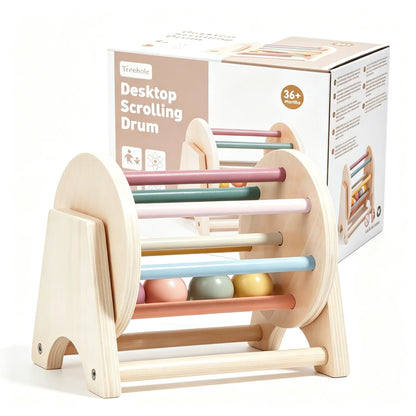 Montessori-Style Wooden Rolling Drum – Colourful Sensory & Coordination Toy