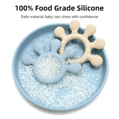 Silicone Baby Teething Ring – Sensory Chew Toy for Infants (0–12 Months)