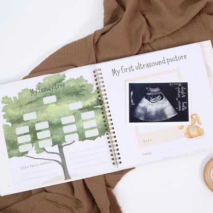 Linen Baby Memory Book – Baby Milestone Journal & Keepsake Album