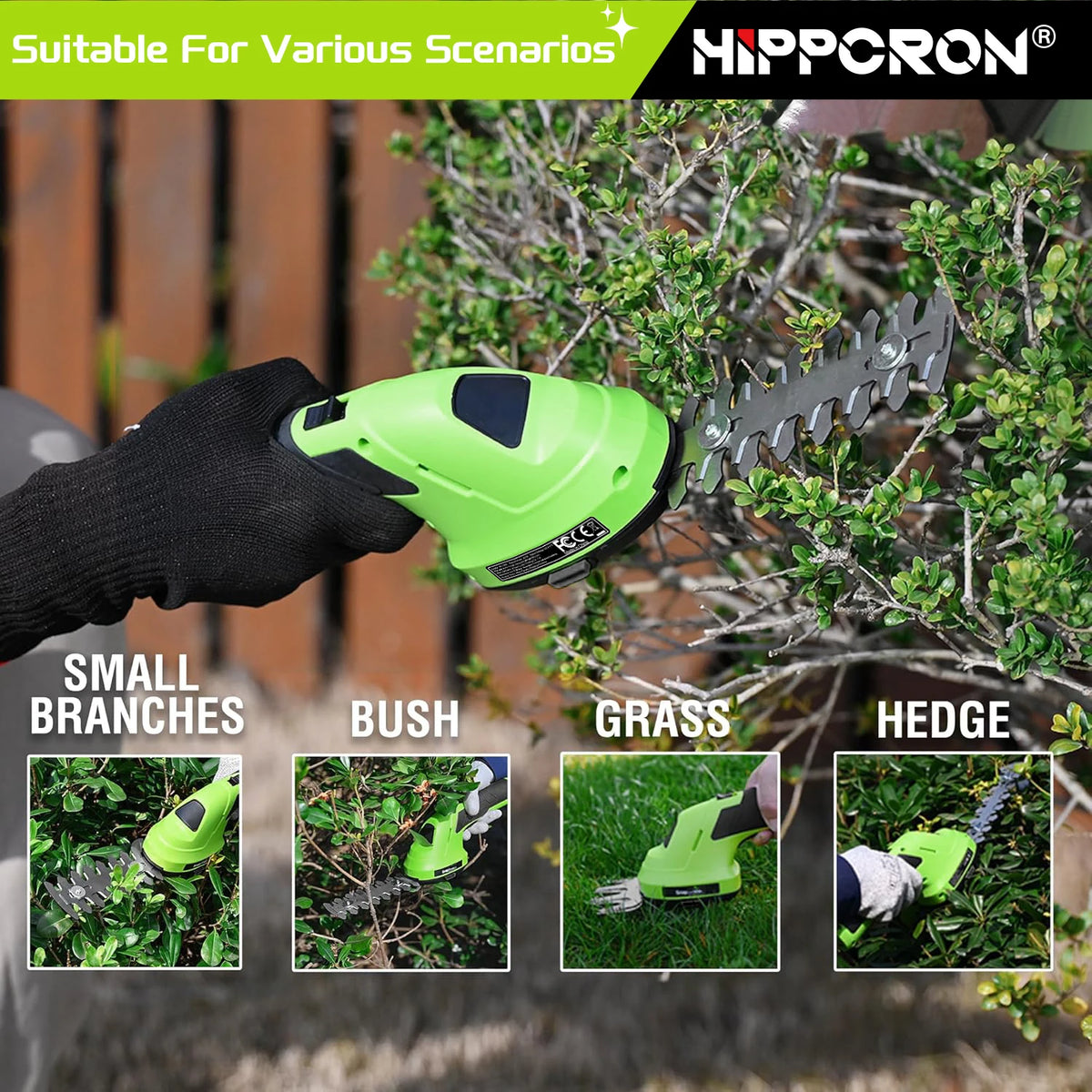2-in-1 Cordless Hedge Trimmer & Grass Shears – Rechargeable 7.2V Garden Trimmer