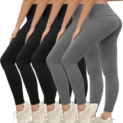 5-Pack of Women's High-Waisted Workout Leggings (various sizes and colours available)