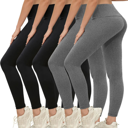 5-Pack of Women's High-Waisted Workout Leggings (various sizes and colours available)