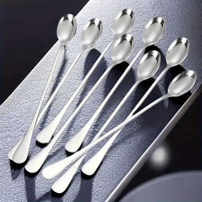 6-Piece Stainless Steel Long Handle Spoon Set – Iced Tea, Coffee & Dessert Spoons