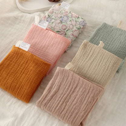 6-Layer Cotton Baby Washcloths – Soft Muslin Burp Cloths & Face Towels (3 or 5 Pack)