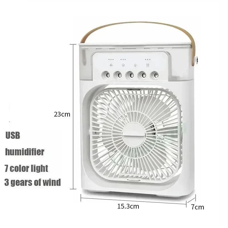 3-in-1 Portable Air Cooler Fan with Humidifier & LED Light (USB)