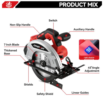 4000W Cordless Circular Saw – 7 Inch Brushless Power Tool