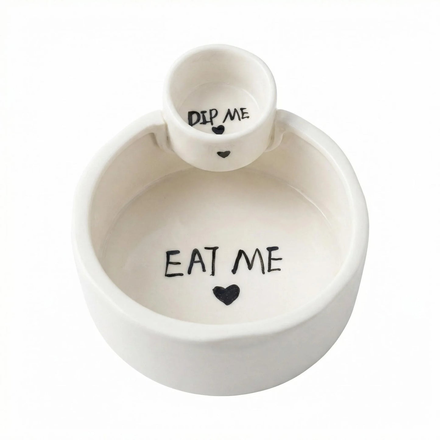 Ceramic Snack & Dip Bowl with Side Plate – Chips, Fries & Sauce Serving Dish
