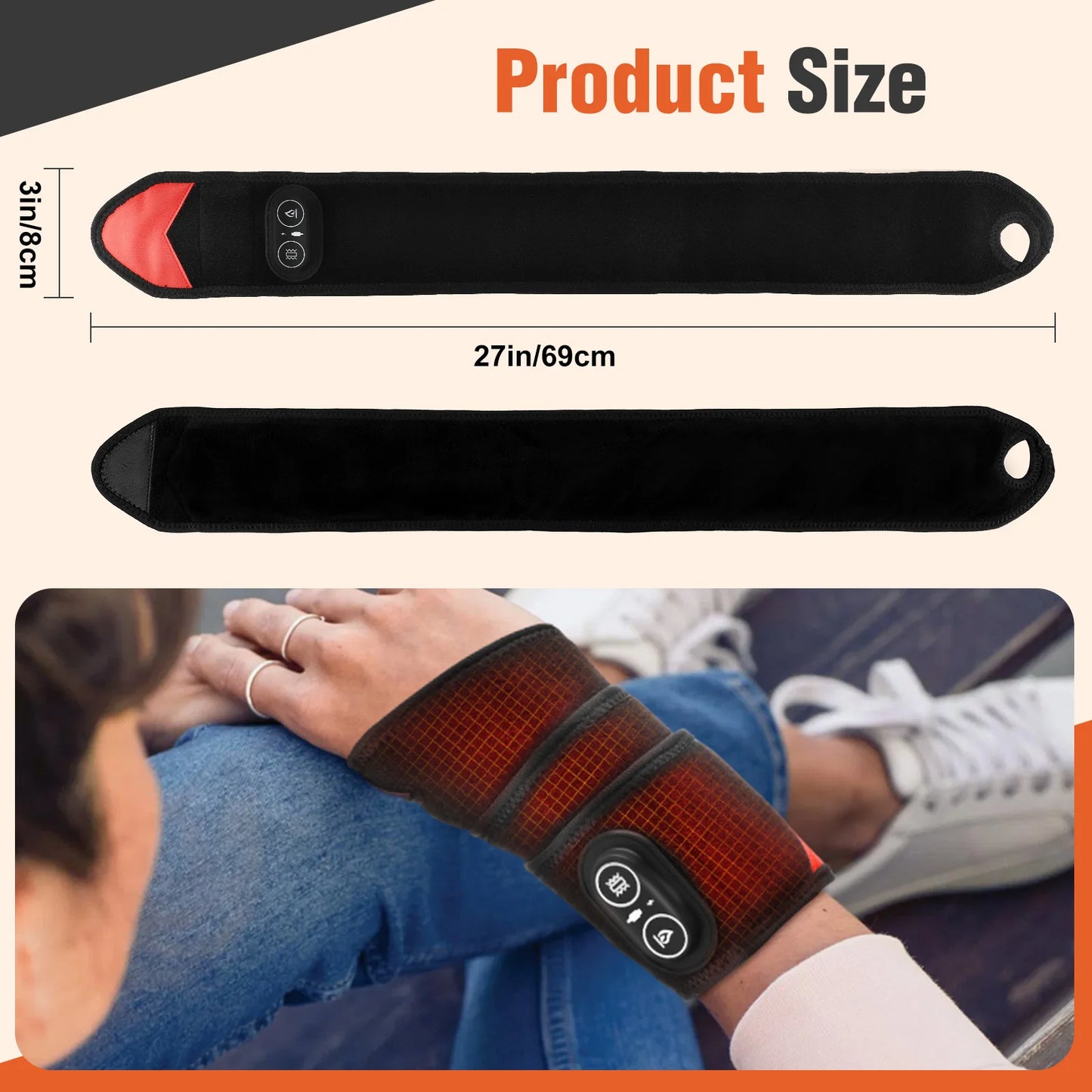 Heating Wrist Support Brace – USB Wrist Massager & Compression Wrap