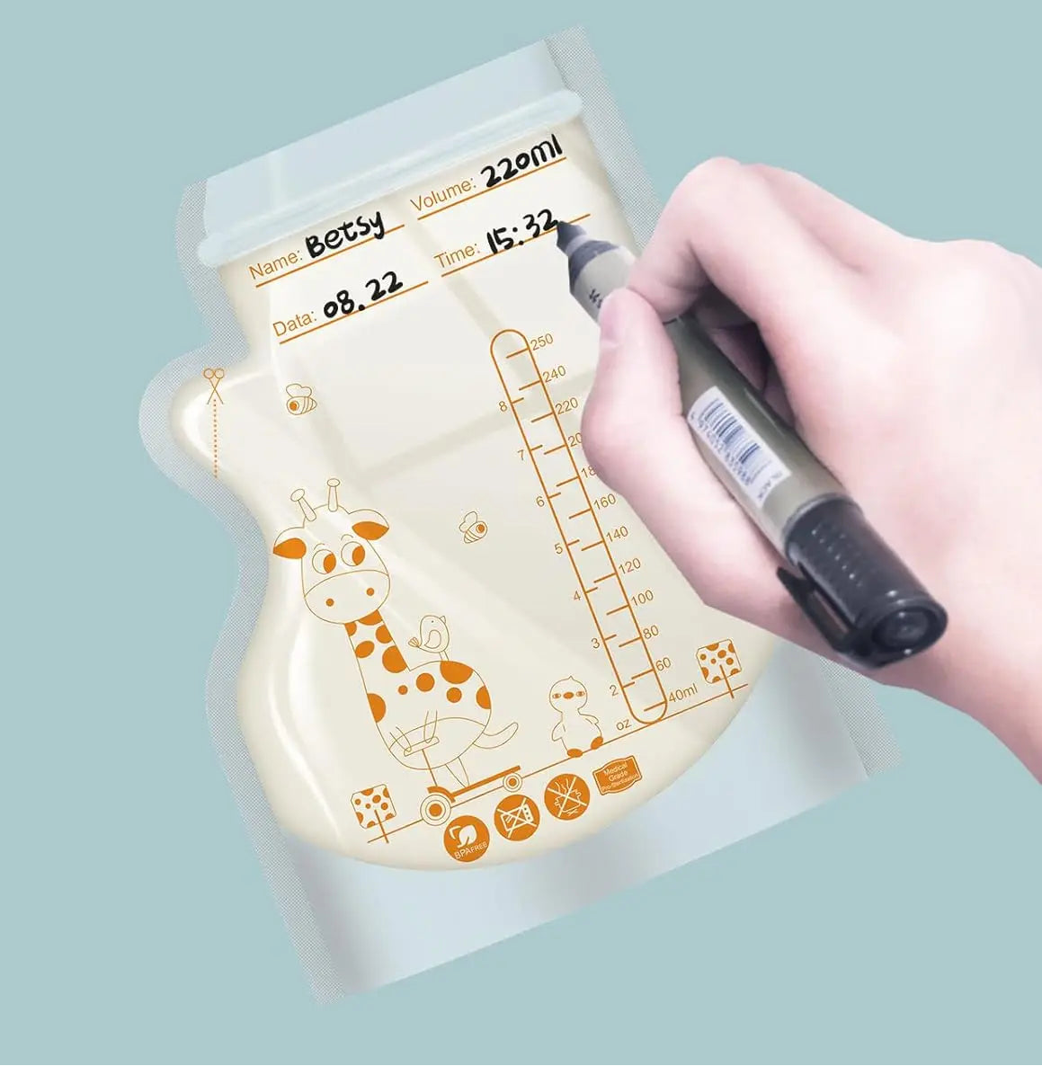Disposable Breast Milk Storage Bags – 250ml Self-Standing Freezer Bags (30 or 100 Pack)
