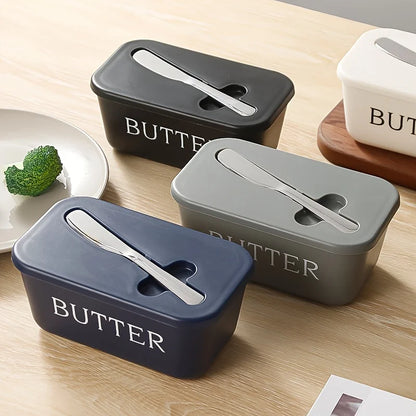 Butter Dish with Lid & Spreader Knife – Covered Butter Storage Container (16.7cm)